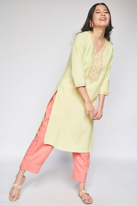 3 - Mint Self Design Straight Kurta, image 3