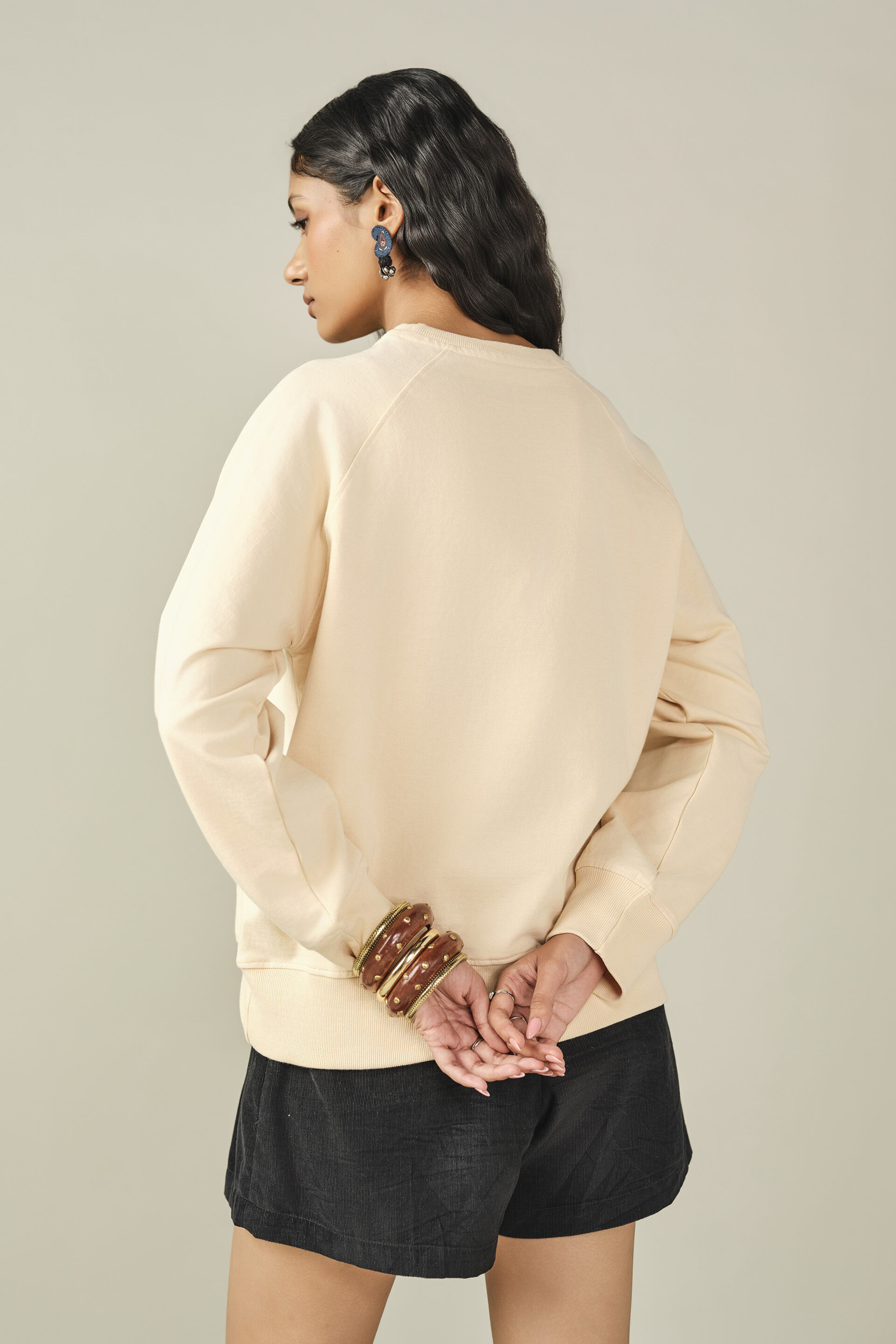 Solid Sweatshirt in Beige, Beige, image 6