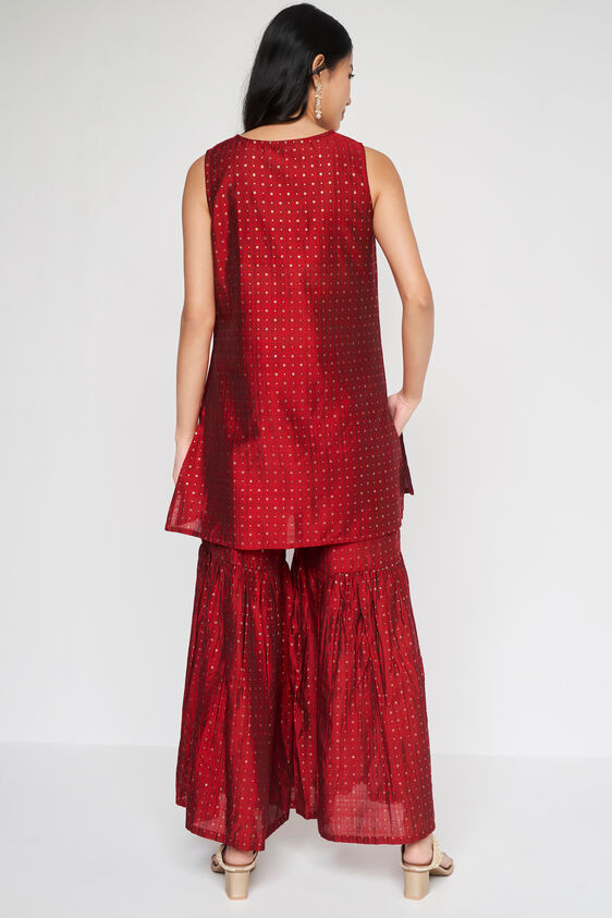 Maroon Foil Print Fit & Flare Suit, Maroon, image 6