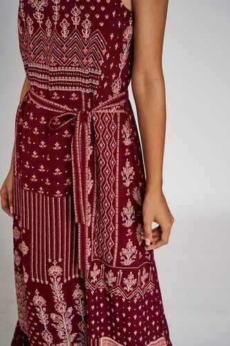 7 - Maroon Floral Printed Fit And Flare Dress, image 7