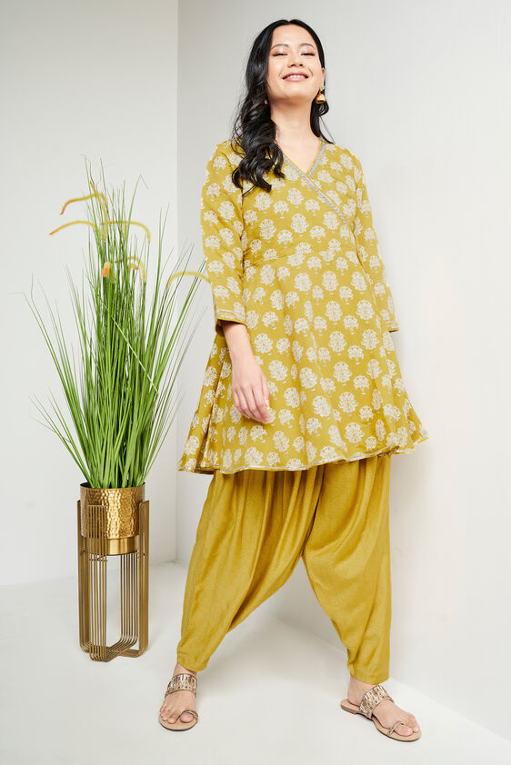 Mustard Floral Flared Suit, Mustard, image 12