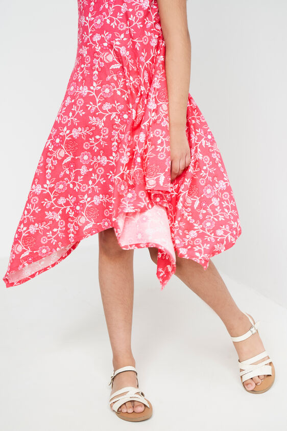 Pink Floral High-Low Dress, Pink, image 6
