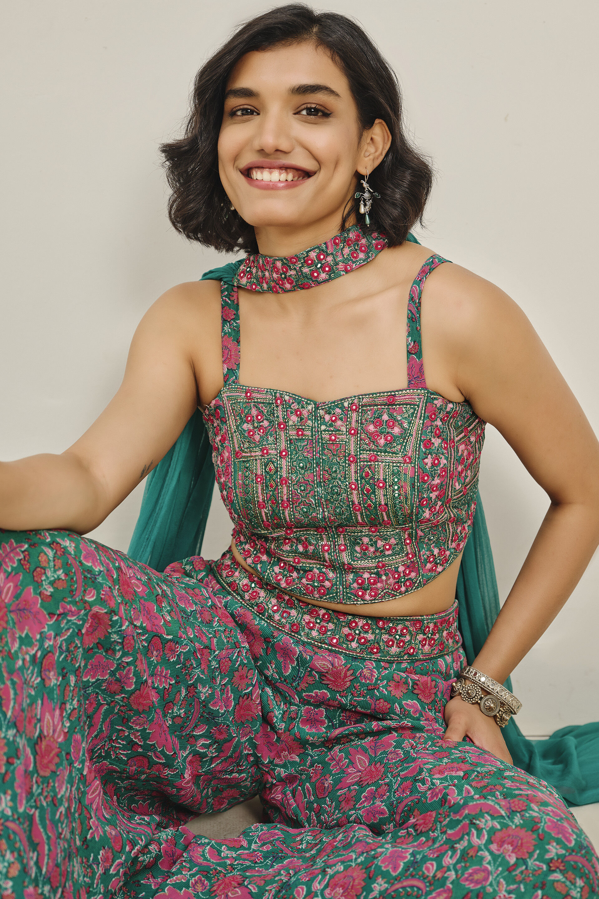 Teal Ishq Palazzo Set, Teal, image 5