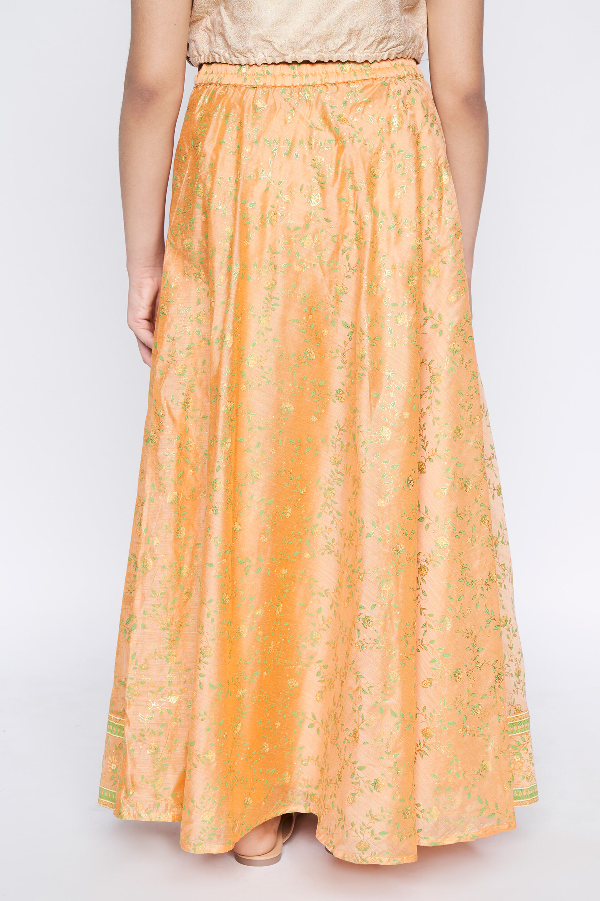 Buy Peach Floral Flared Skirt Online at Best Price at Global Desi SS22GKR282SKCHD