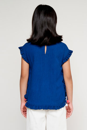 Solid Embroidered Fit And Flare Top, Navy Blue, image 4