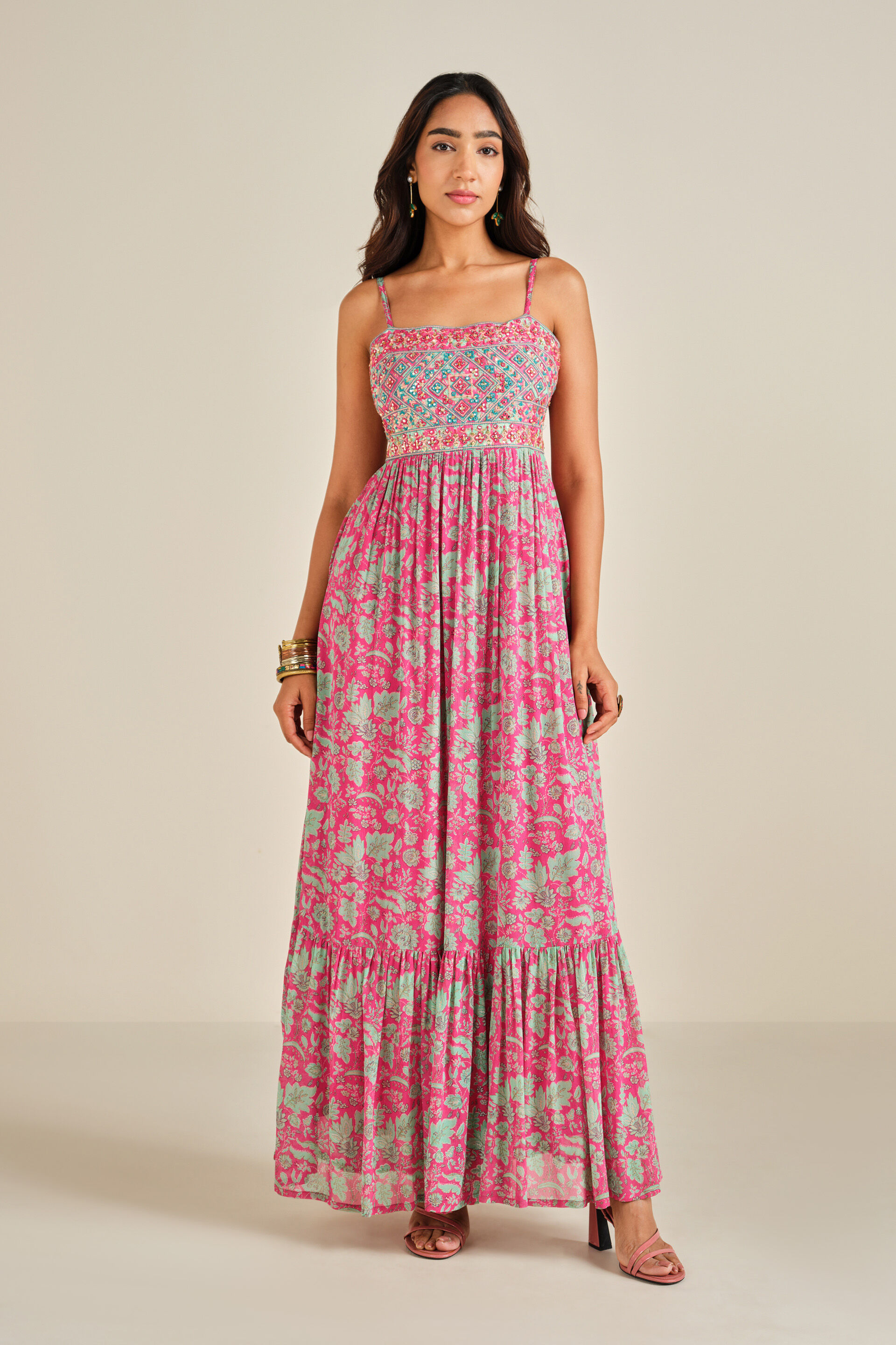 Devina Printed Dress, Fuschia, image 4