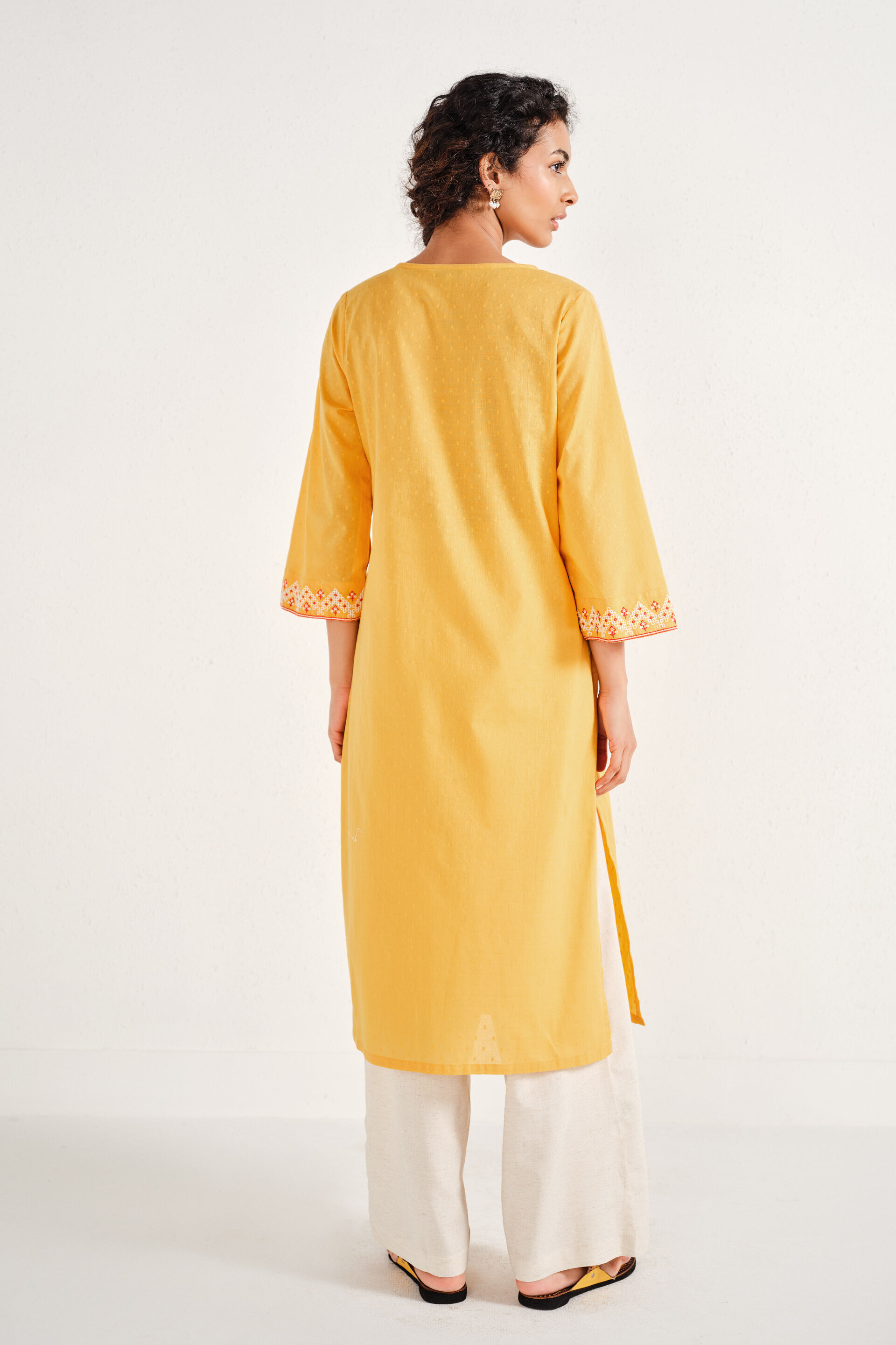 Moksh Mustard Cotton Kurta, Mustard, image 6