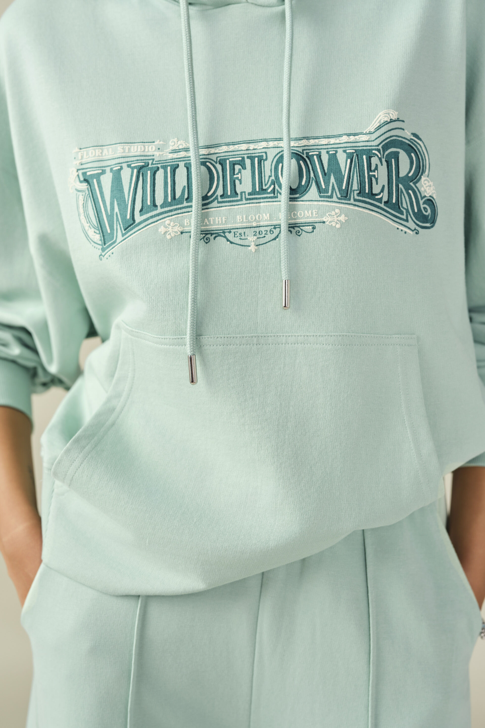 Solid Hoodie in Teal, Teal, image 2