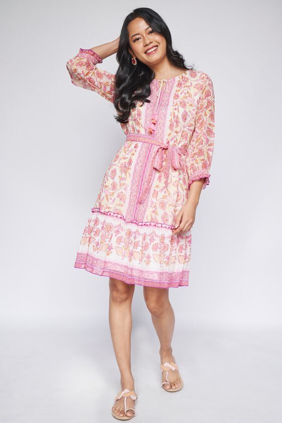 3 - Pink Floral Trapese Dress, image 3