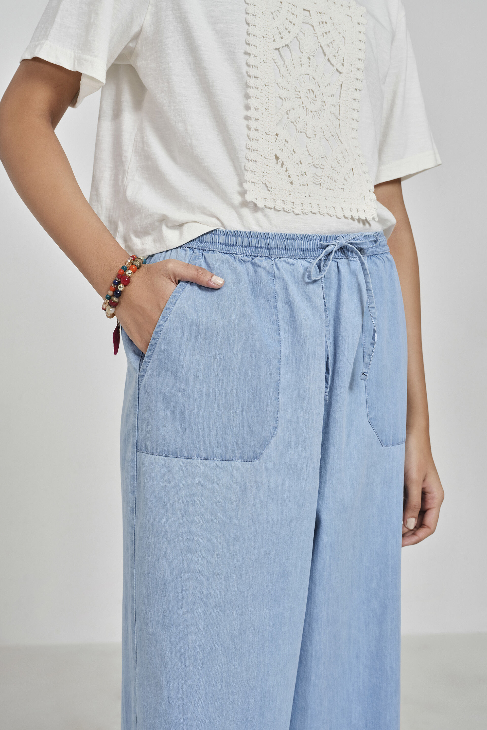 Ink Blue Denim Culottes, Indigo, image 4