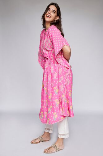 2 - Pink Floral Kaftan Kurta, image 2