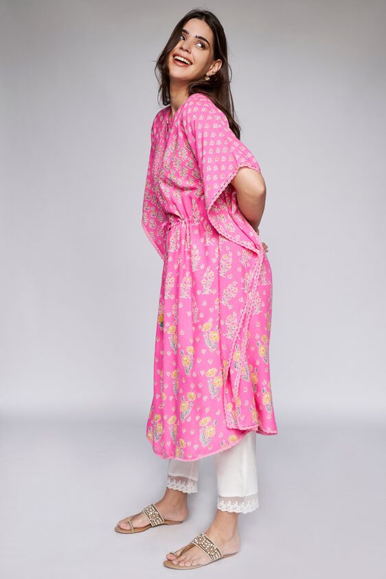 2 - Pink Floral Kaftan Kurta, image 2