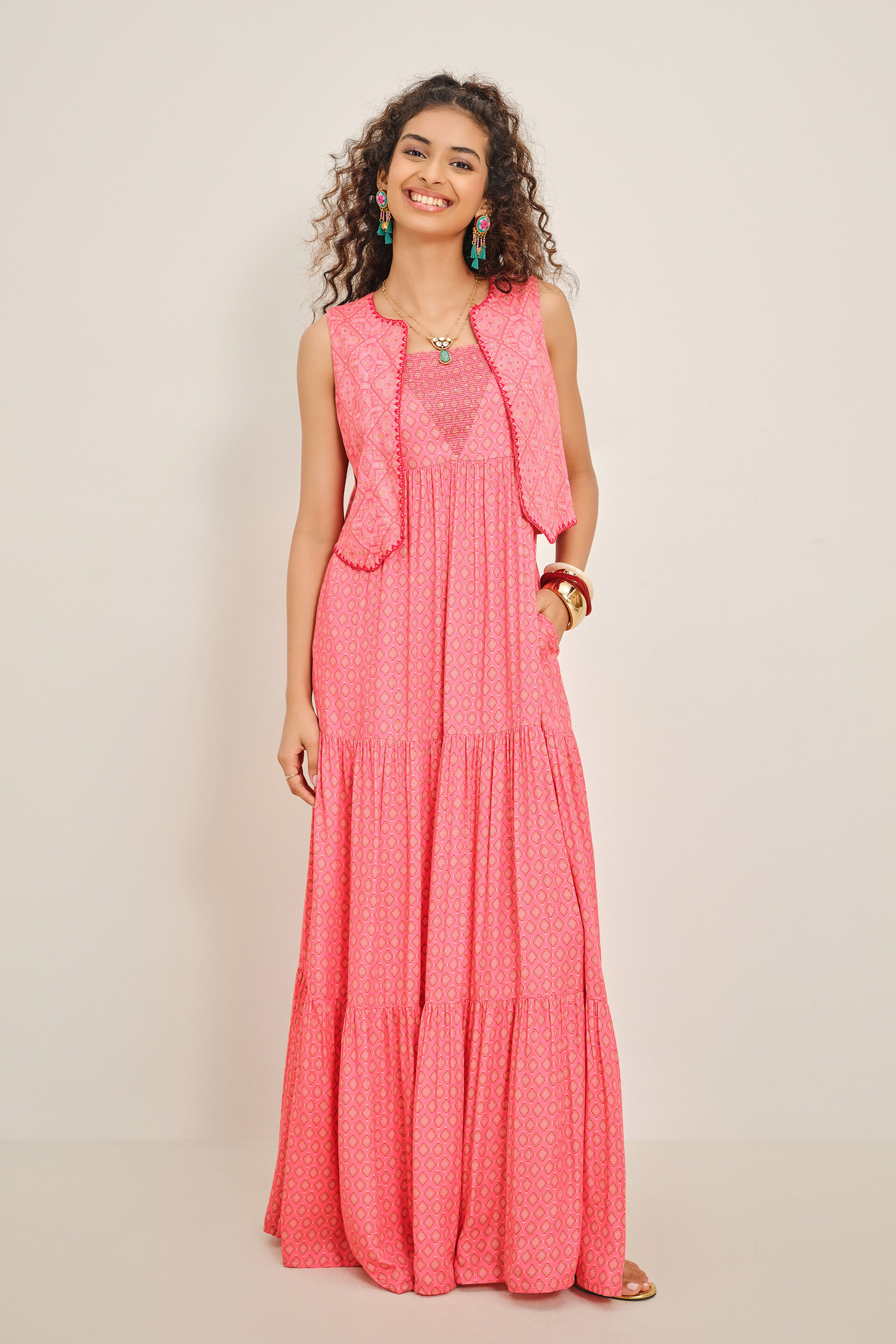 Apsara Coral Maxi Set, Coral, image 2