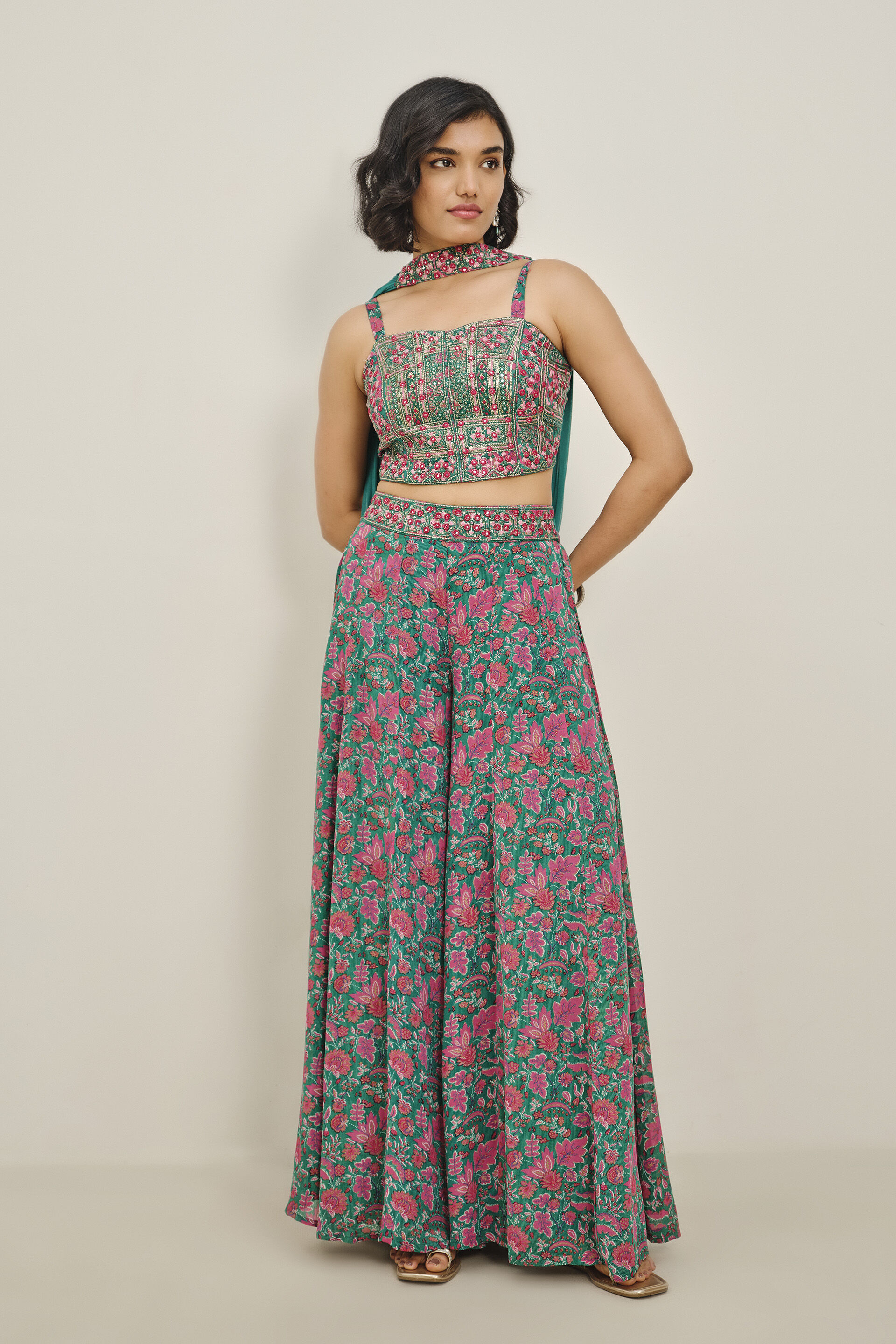 Teal Ishq Palazzo Set, Teal, image 2