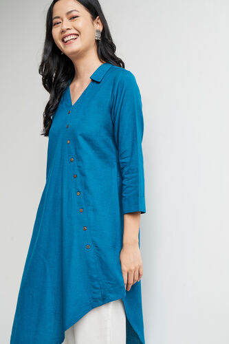 Solid Asymmetric Tunic, Teal, image 2