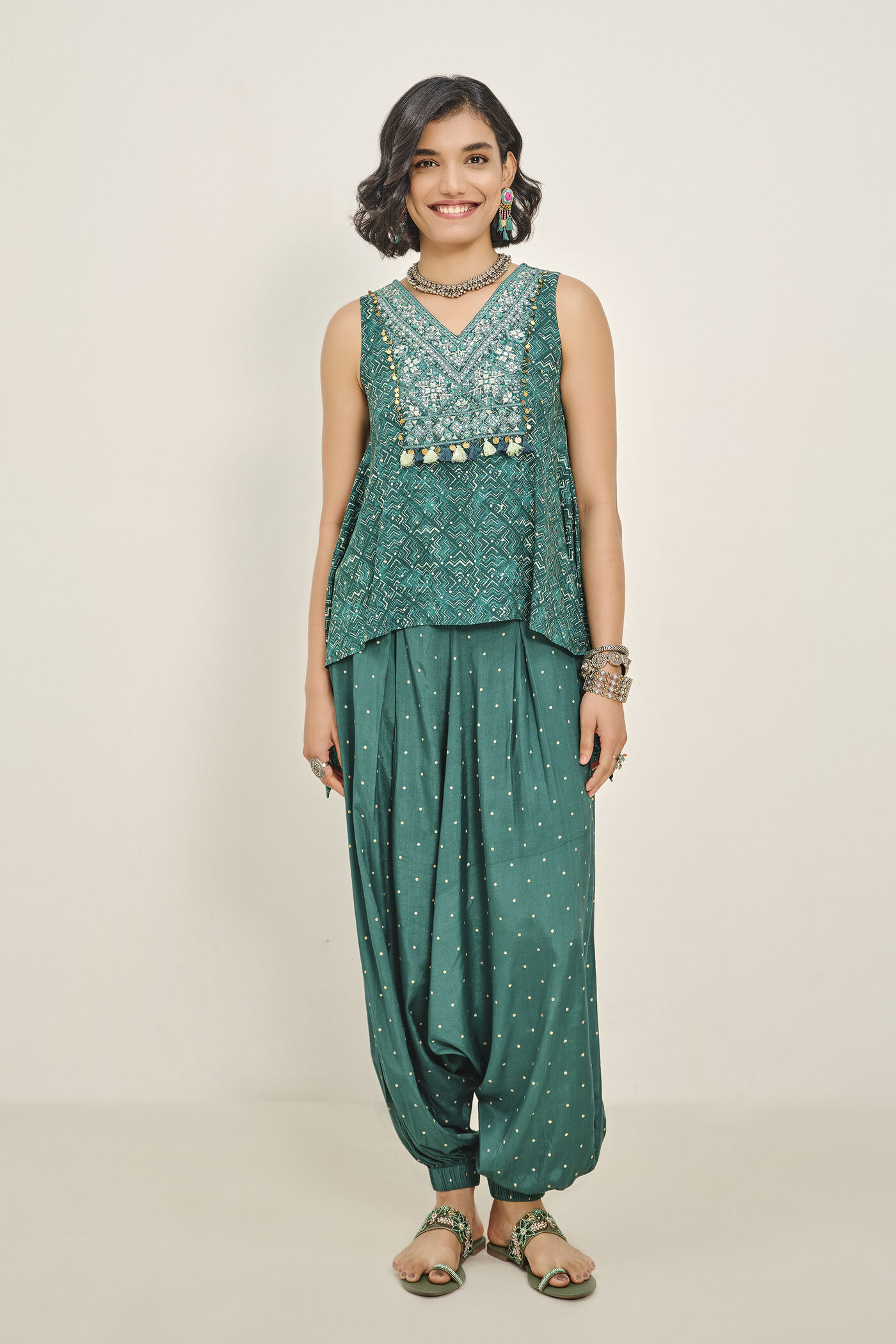 Green Modal Embroidered Co-ord Set