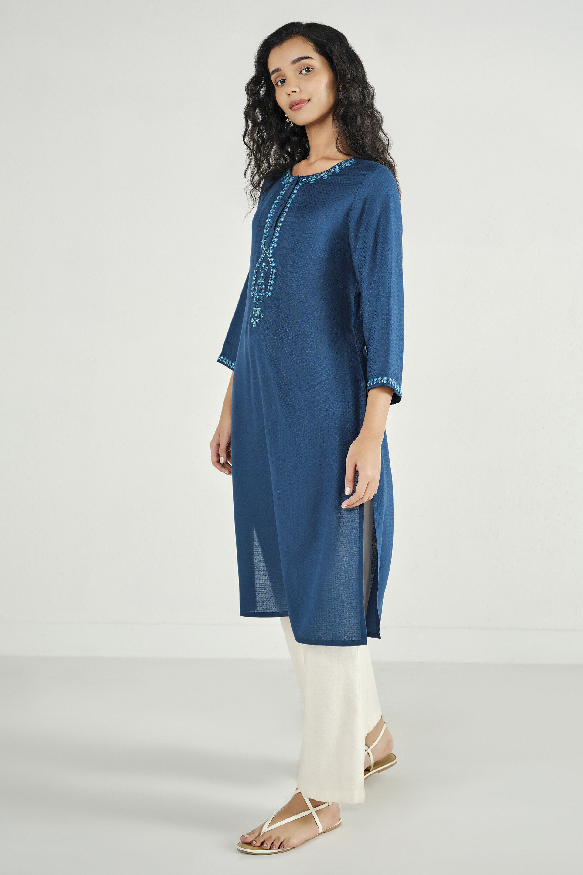 Ruhi Indigo Kurta, Indigo, image 3