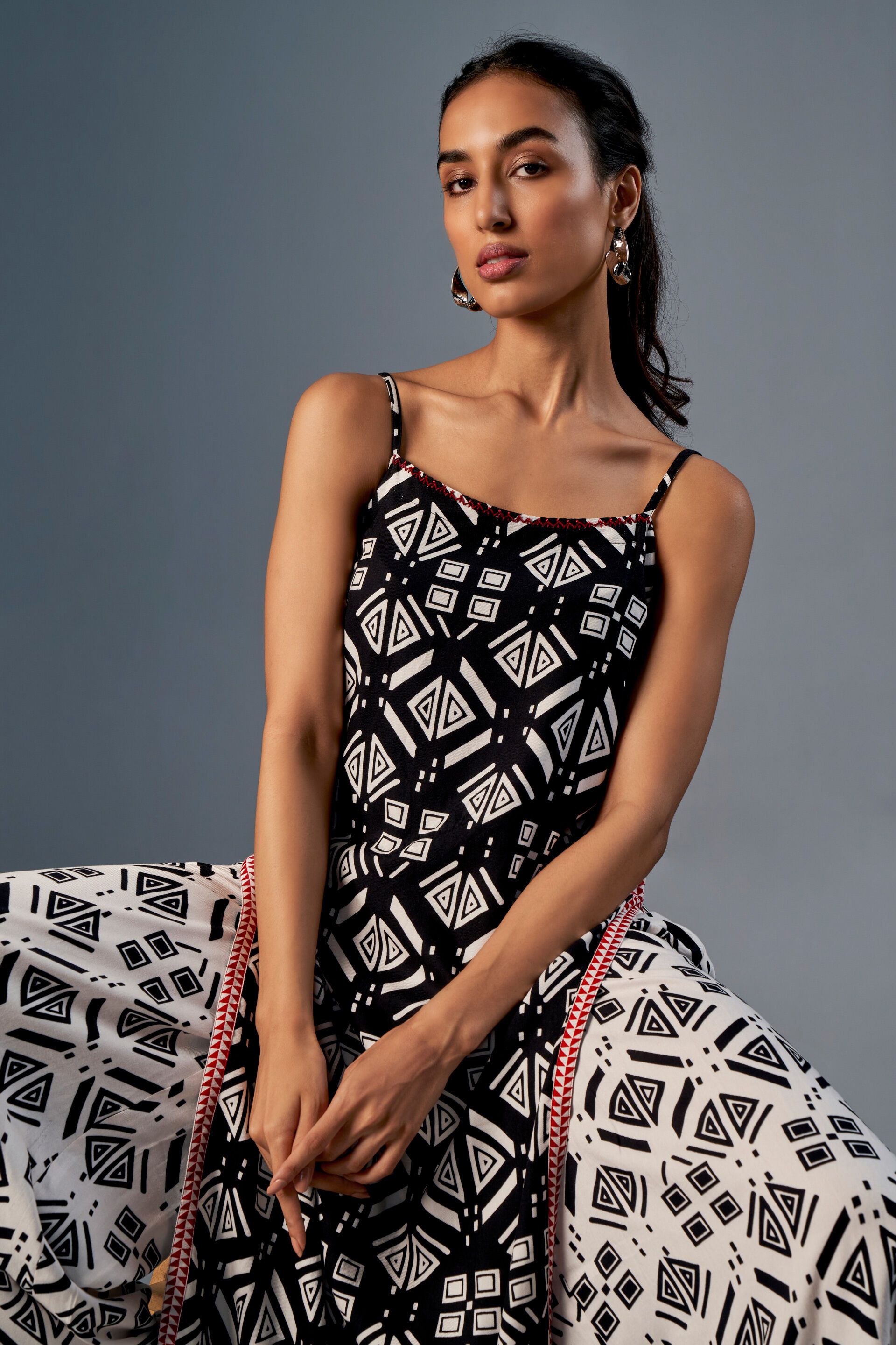 Monochrome Love Kurta Set, Black, image 6