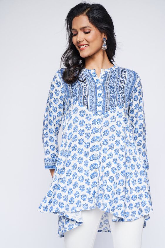3 - Blue Floral A-Line Tunic, image 3