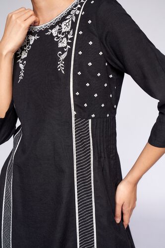 6 - Black Embroidered Fit and Flare Kurta, image 6