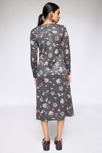 5 - Dark Grey Floral Fit and Flare Dress, image 5