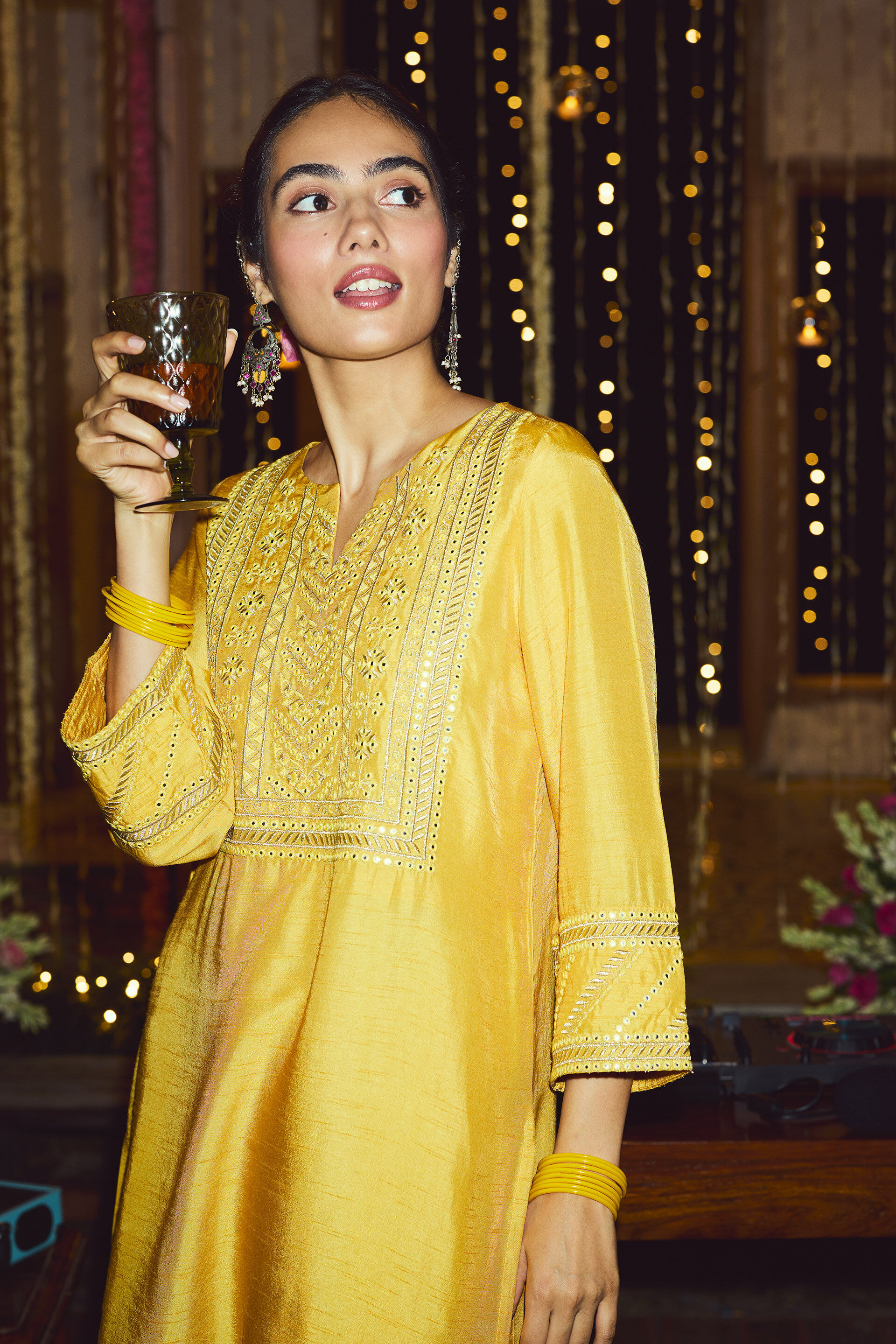 Parina Kurta Set, Mustard, image 2