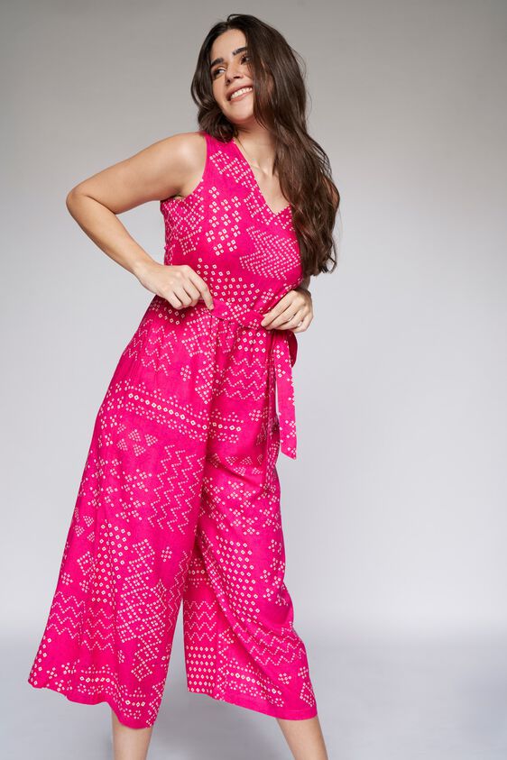 2 - Dark Pink Ethnic Motifs Jump Suit, image 2