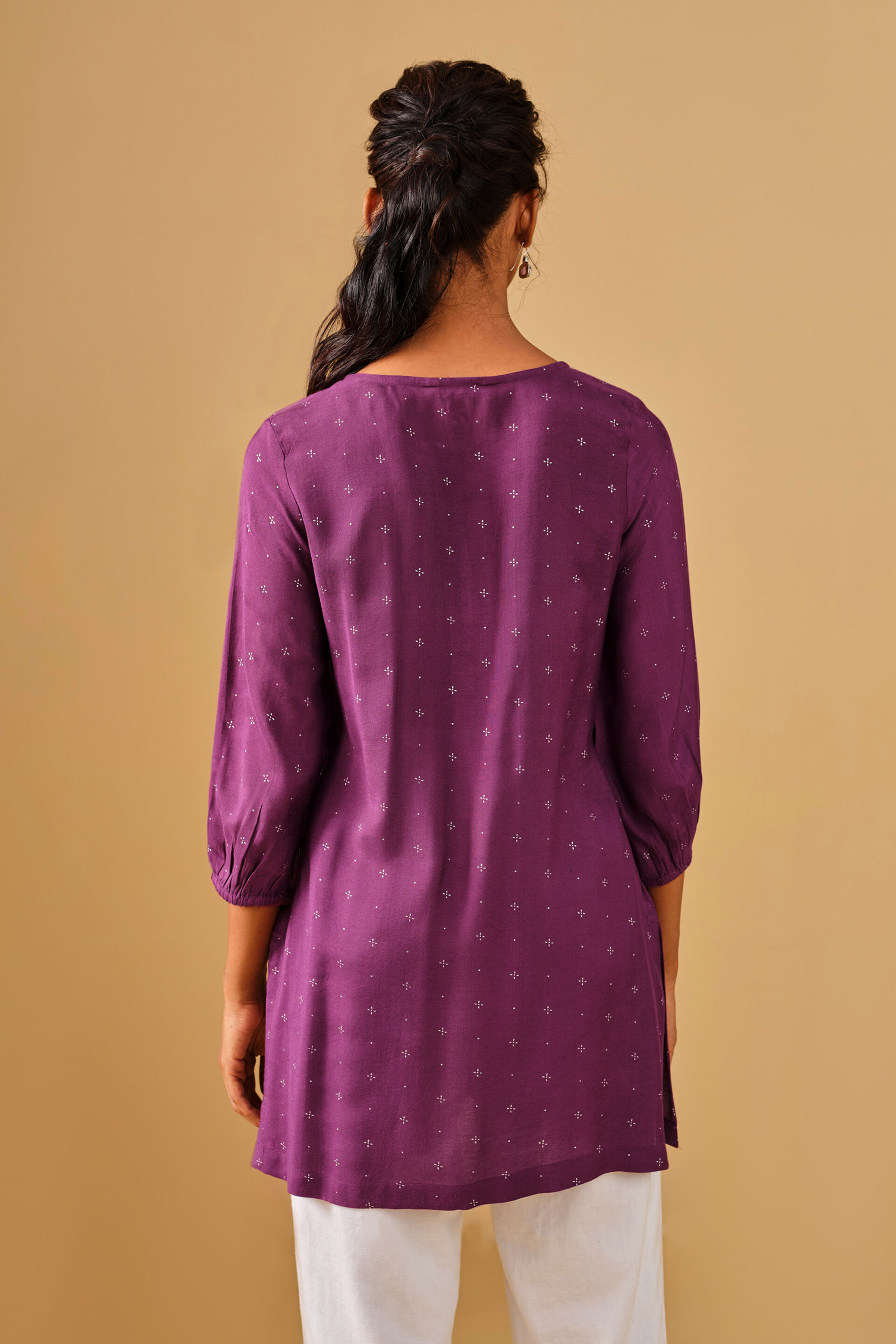 Embroidered Viscose Wine Tunic, Wine, image 8