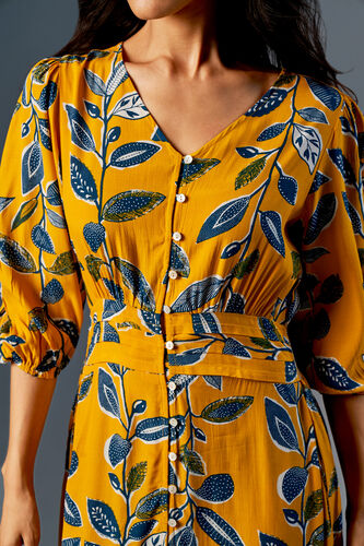 Flower Bright Tiered Summer Maxi Dress, Mustard, image 4