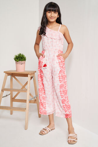 Coral Floral Tassel Straight Jumpsuit, Coral, image 2