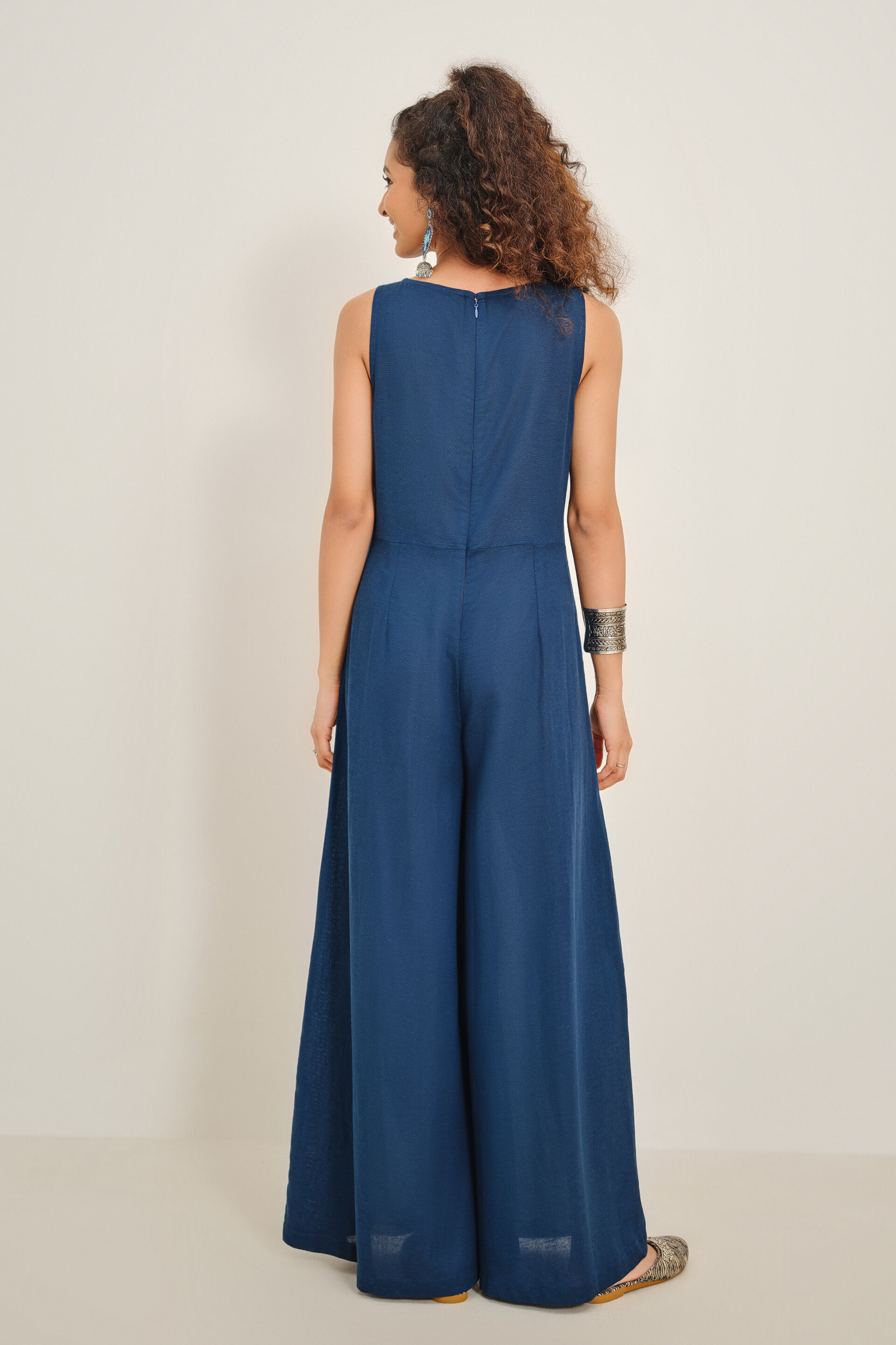 Indigo Jharna Embroidered Jumpsuit, Indigo, image 5