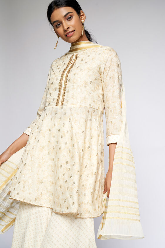 6 - Beige Lace Fit and Flare Suit, image 6