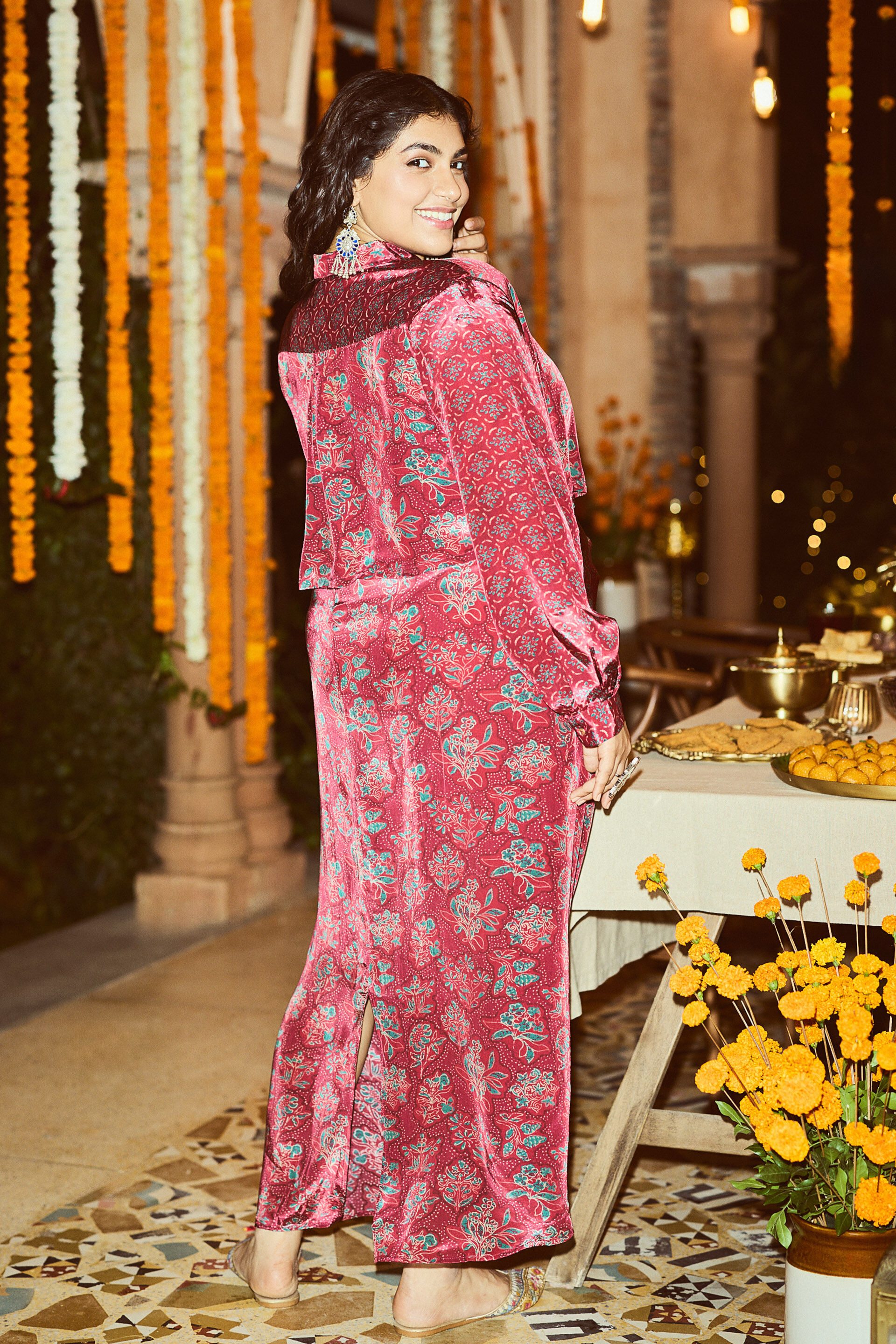 Meetha Ber Wine Skirt Set, Wine, image 3