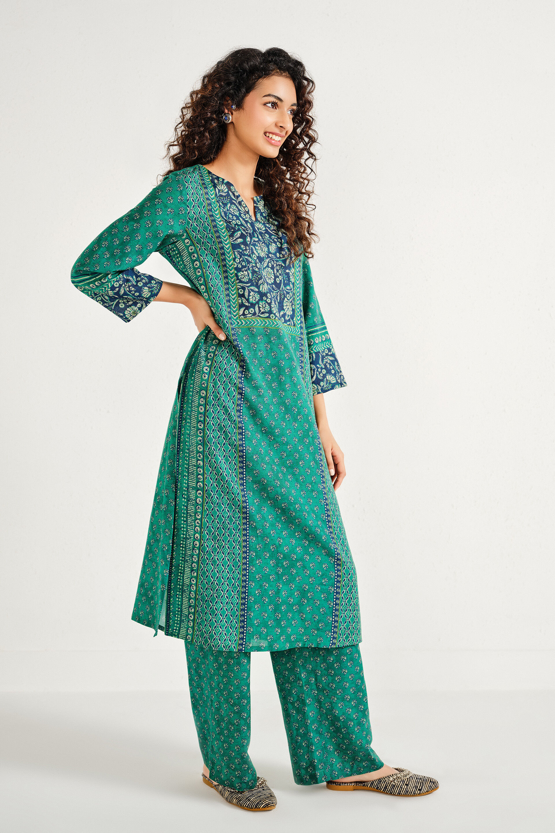 Vamika Teal Kurta Set, Teal, image 6
