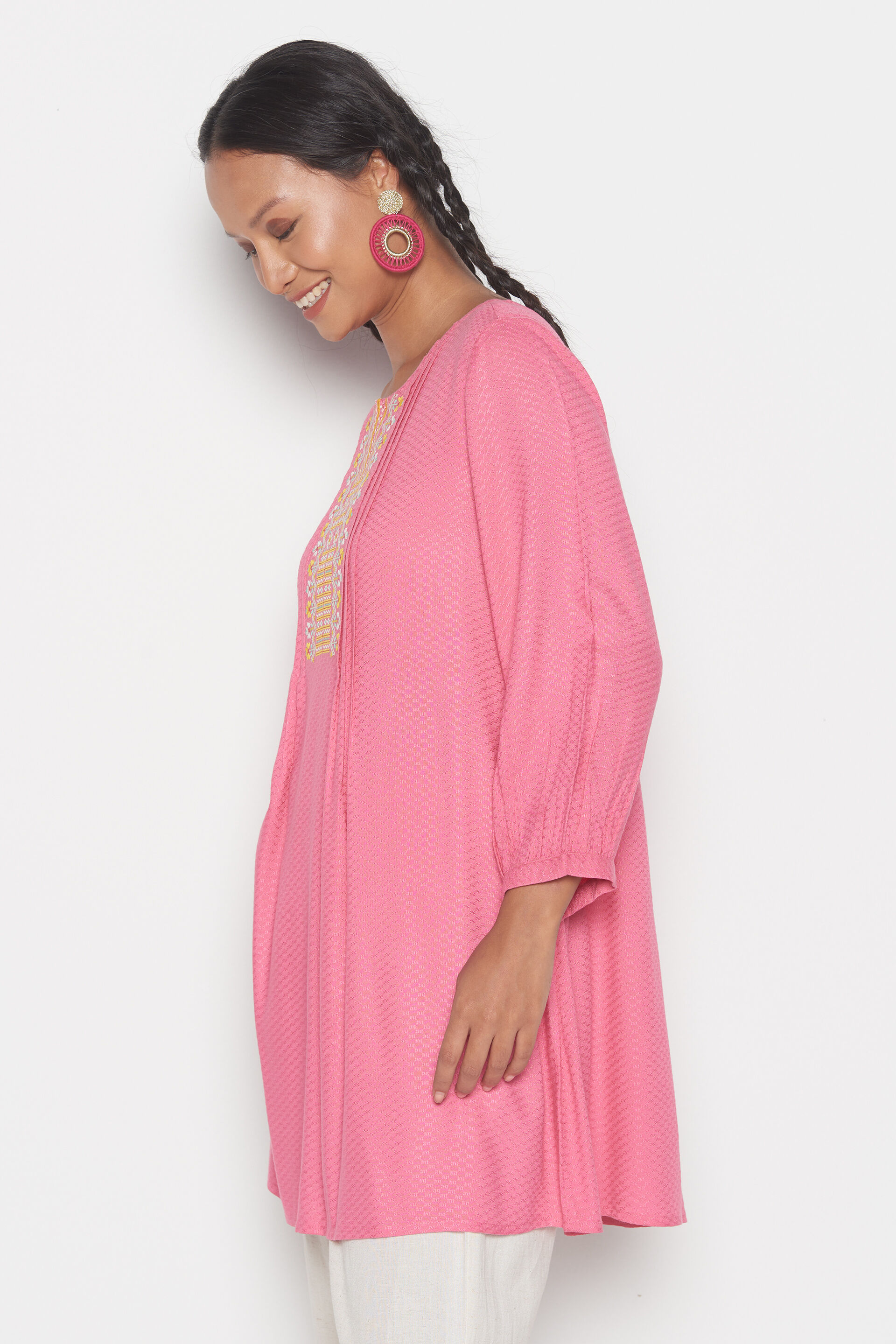 Rosie Embroidered Top, Pink, image 3