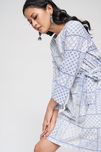 6 - White Graphic Printed A-Line Dress, image 6