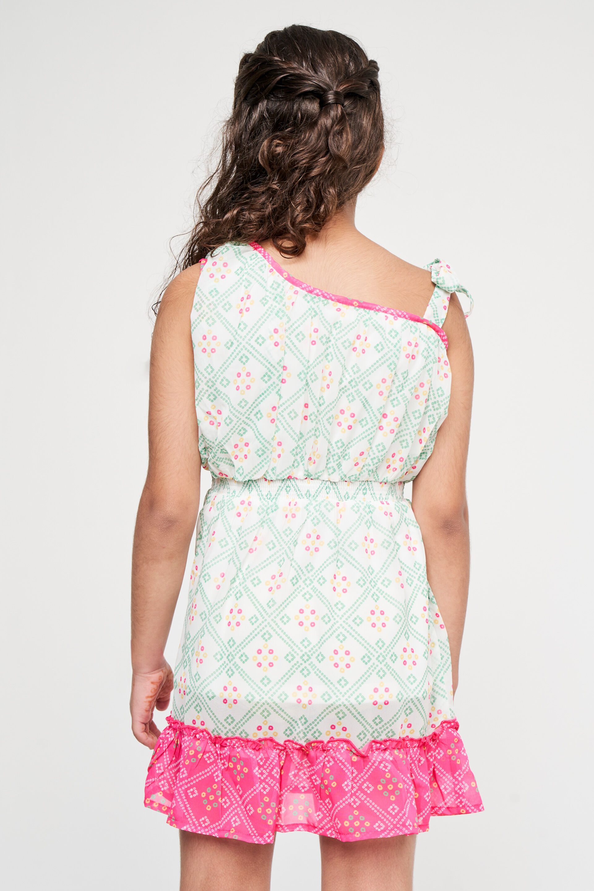 White Floral Flared Dress, White, image 4