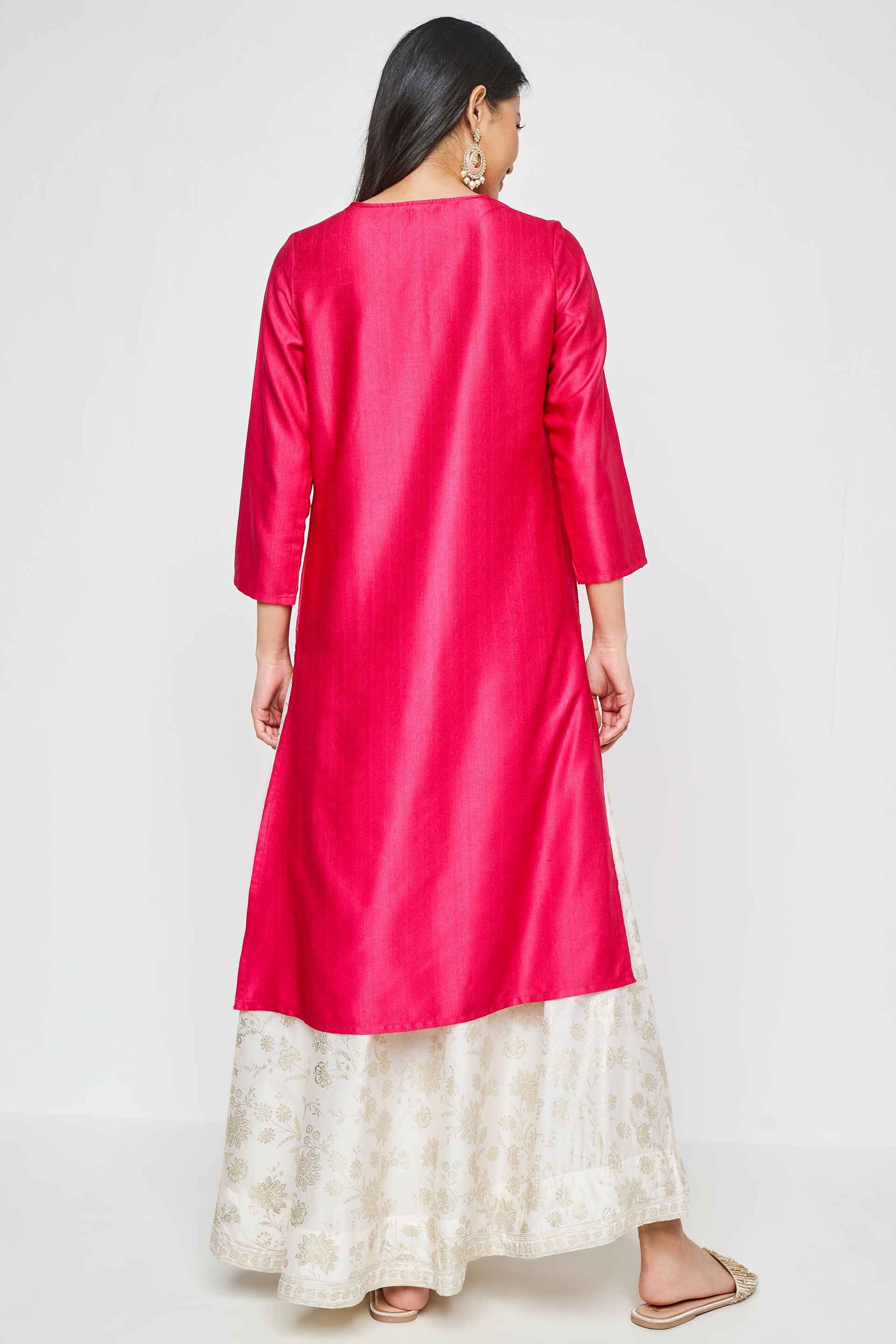 Buy Hot Pink Ethnic Motifs Straight Kurta Online at Best Price at Global Desi FW22GM121KUPST