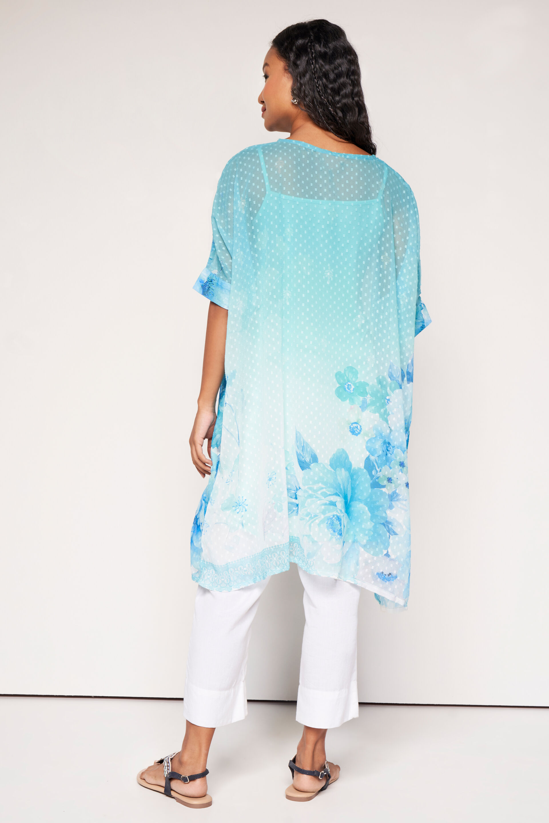 Summer Days Floral Kaftan, Aqua, image 7