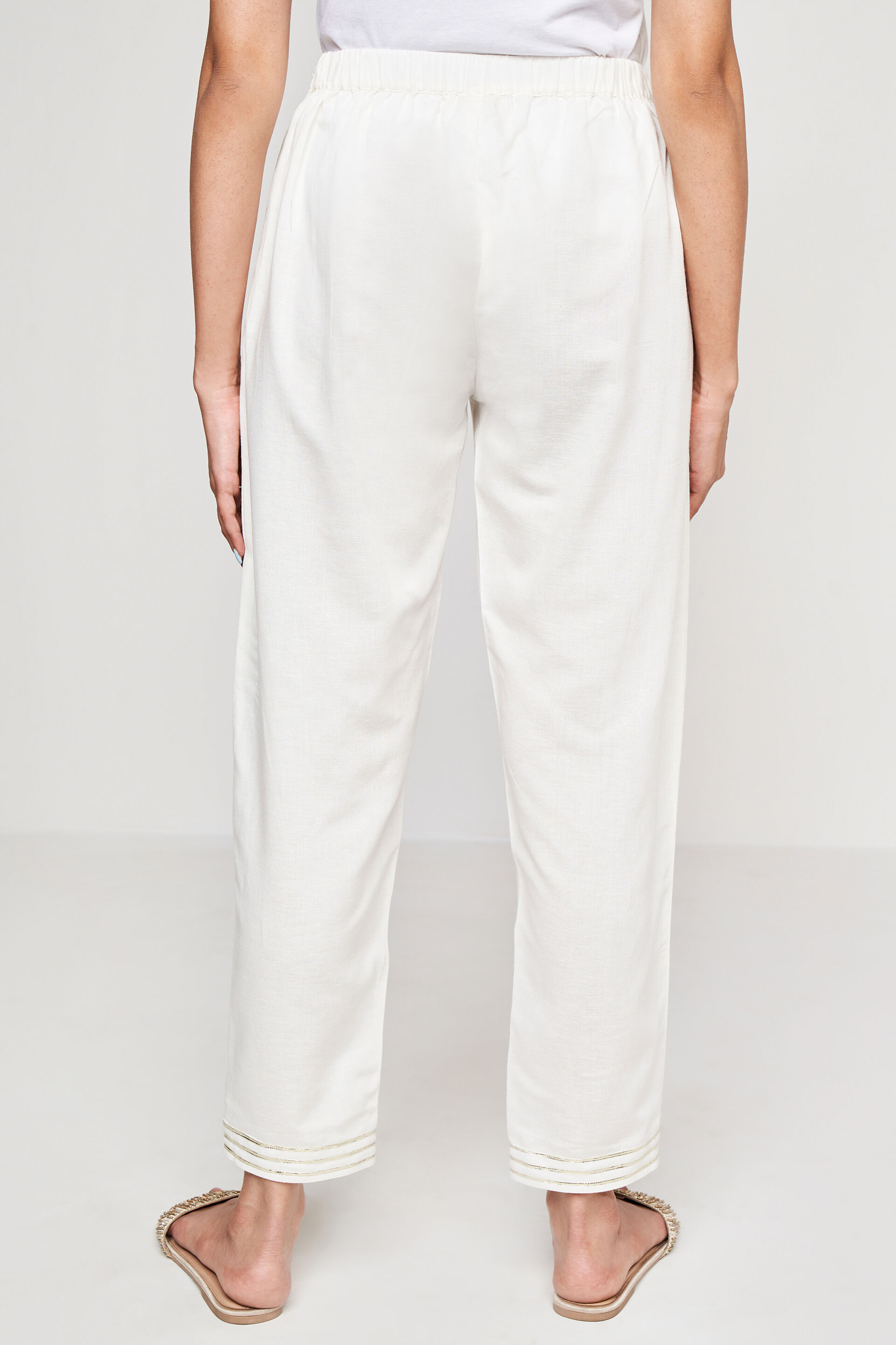 Off White Solid Straight Bottom, Off White, image 5