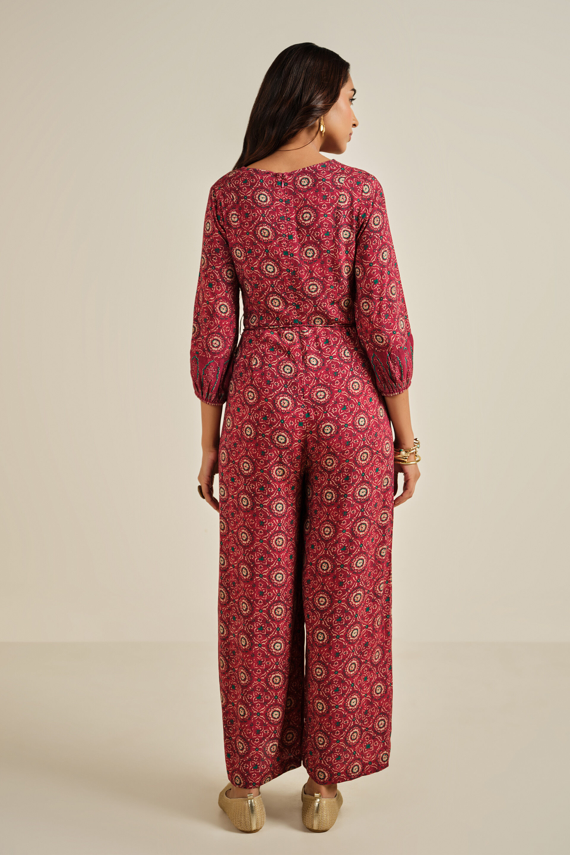 Mehfil Jumpsuit, Wine, image 5