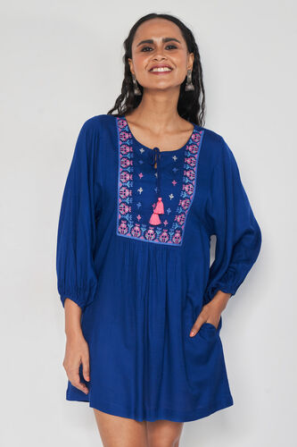 Vrishti Embroidered Dress, Blue, image 1