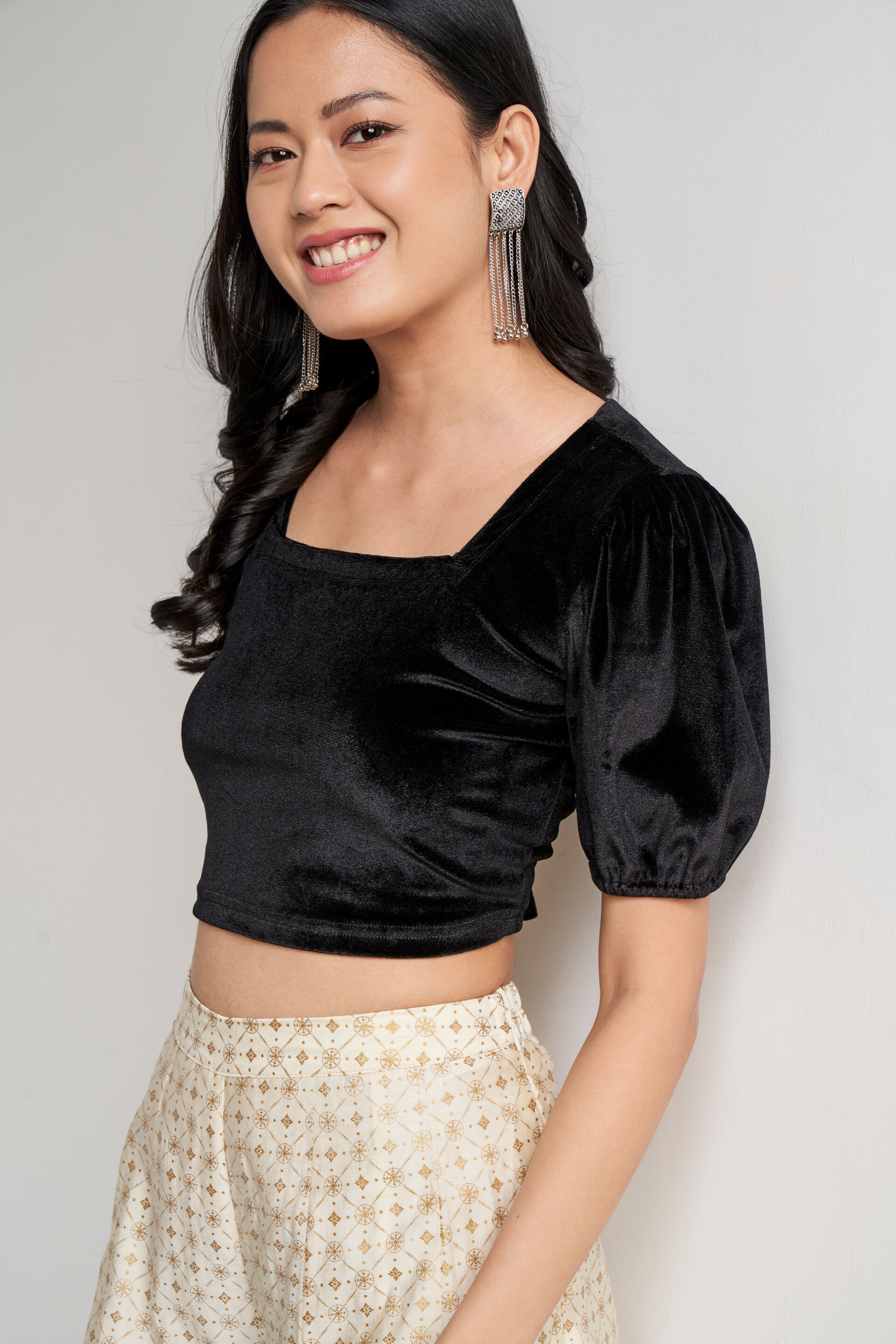 Black Solid Straight Top, Black, image 2