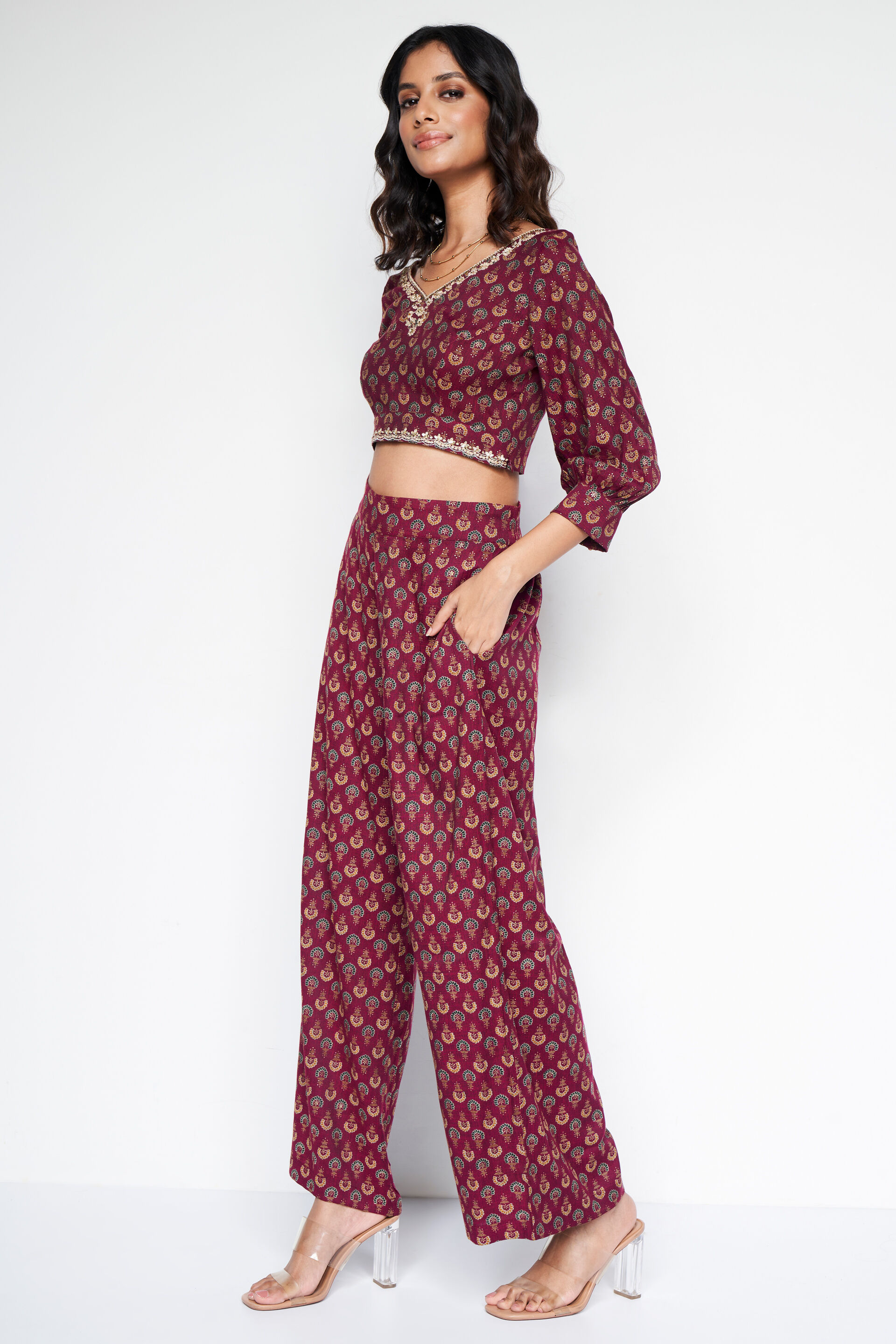 Jasmin Co-ords Set, Maroon, image 3