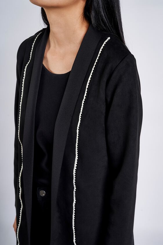 7 - Black Fringed Sheath Longline Shrug, image 7