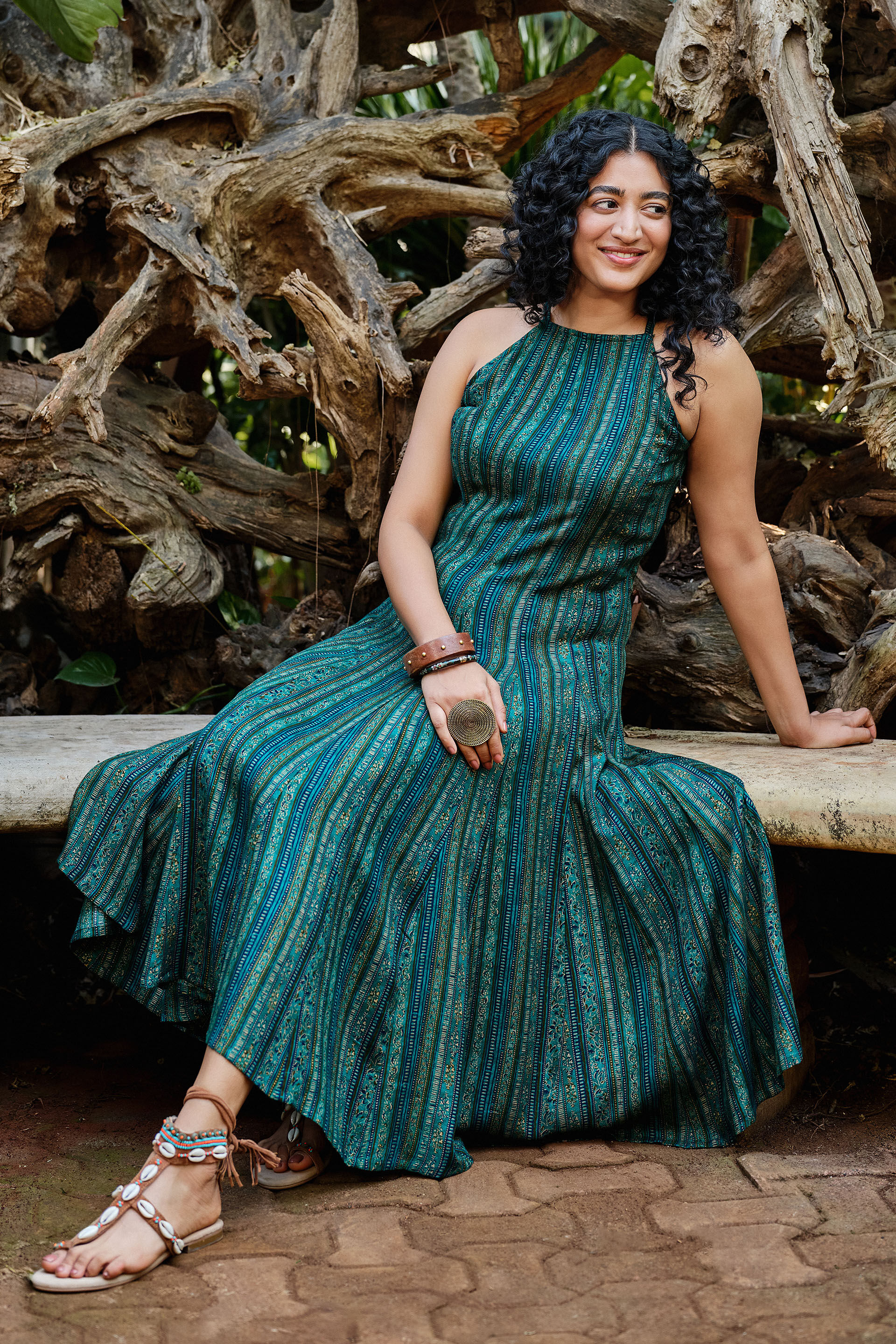 Tamara Teal Panelled Dress, Teal, image 4