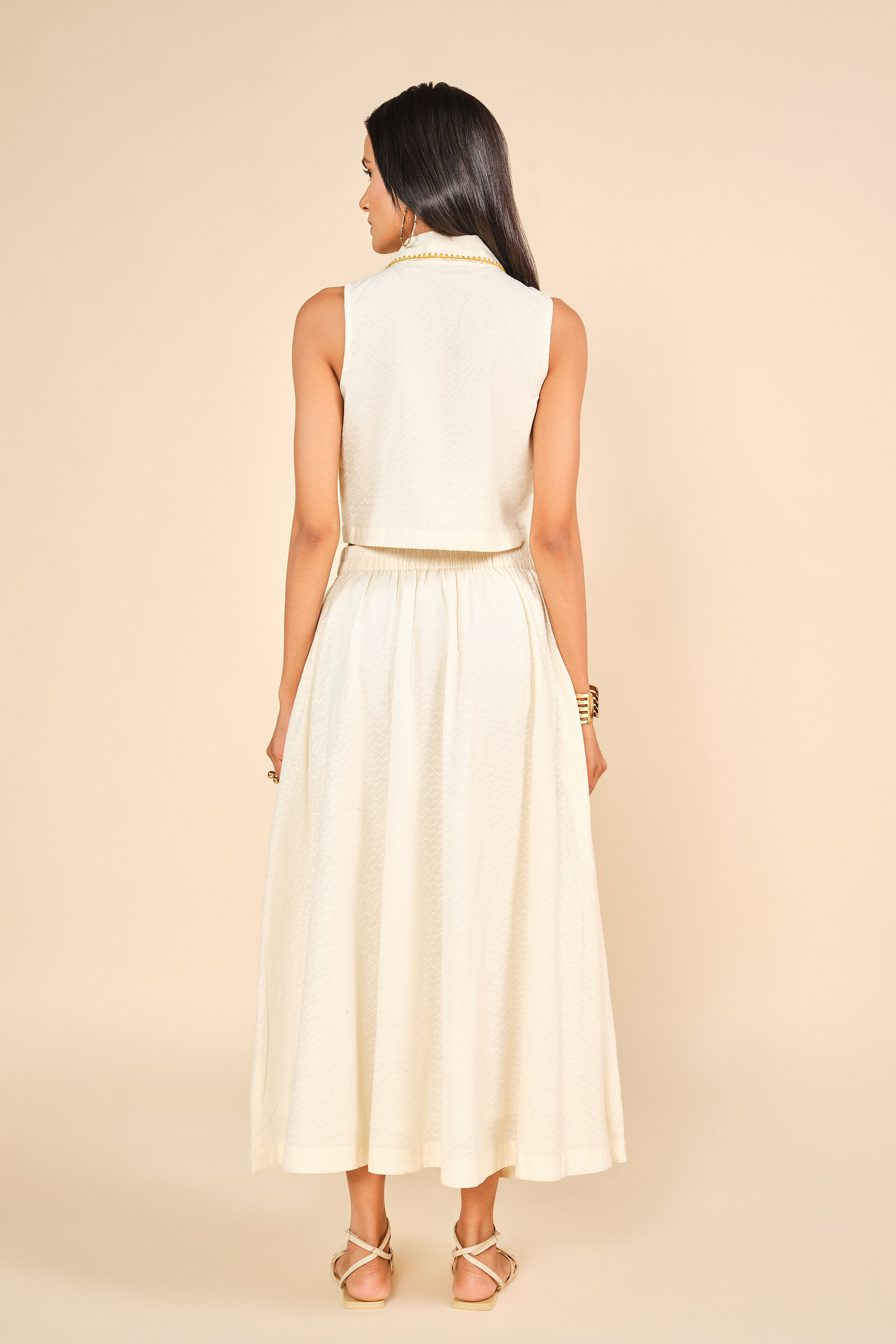 Chahat Skirts Set, Cream, image 6