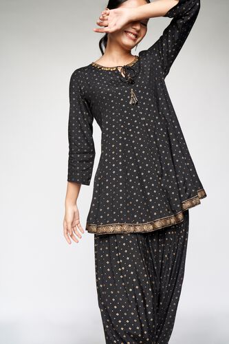 5 - Black Embroidered Fit and Flare Suit, image 5