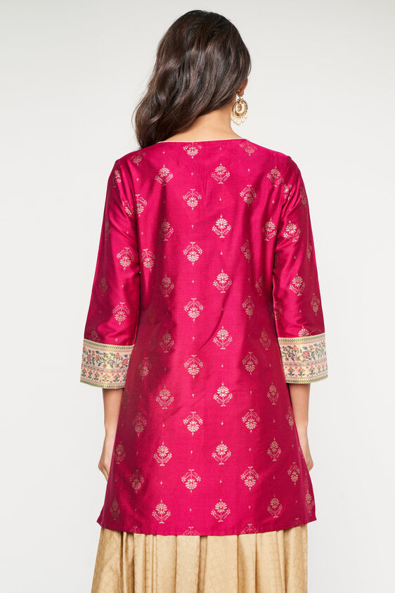 Magenta Foil Print Straight Slip-On Tunic, Magenta, image 7