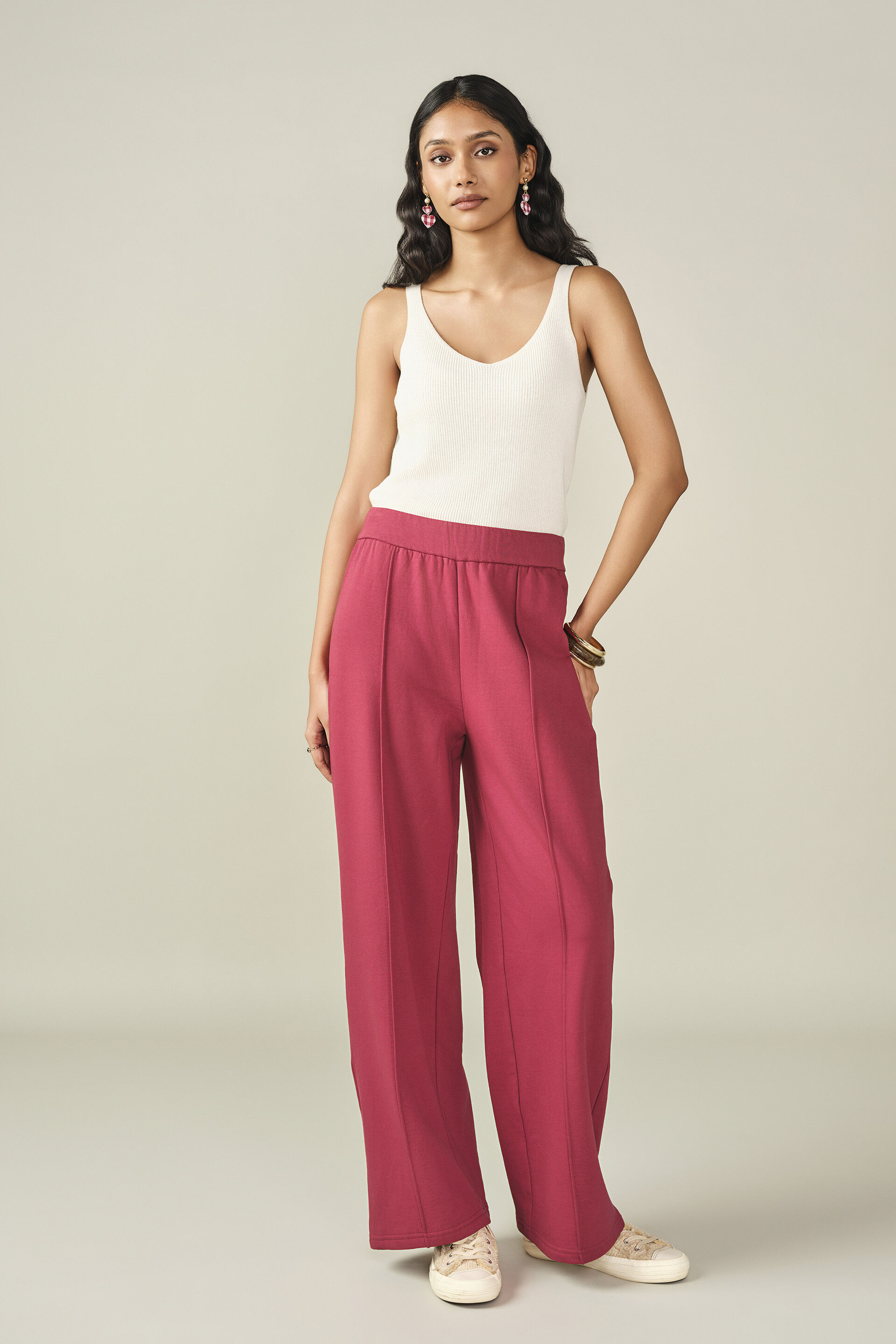 Solid Joggers in Red, Red, image 3